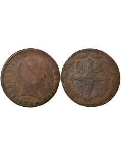 Espagne Ferdinand VII 2e Portrait 8 maravedis Cuivre 1824 J Jubia (J ou JA)