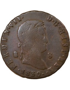 Espagne Ferdinand VII 2e Portrait 8 maravedis Cuivre 1830 Aqu Ségovia (Aqueduc) 2