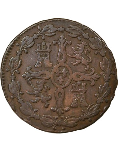 Espagne Ferdinand VII 2e Portrait 8 maravedis Cuivre 1830 Aqu Ségovia (Aqueduc)