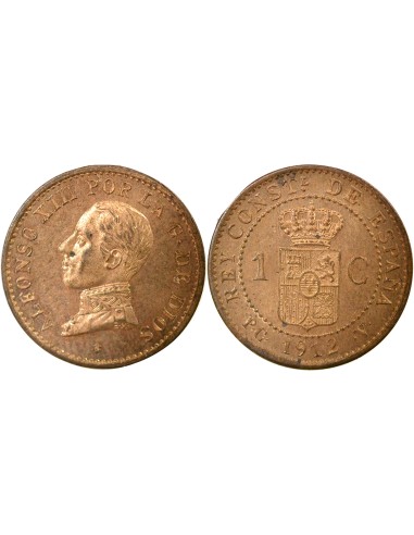 Espagne Alphonse XIII d'Espagne 1 centimo Bronze 1912 AI Madrid