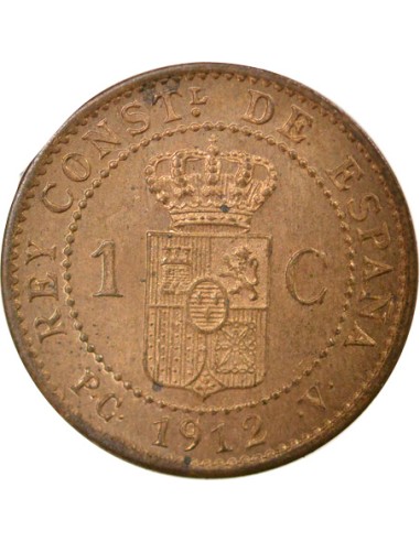 Espagne Alphonse XIII d'Espagne 1 centimo Bronze 1912 AI Madrid