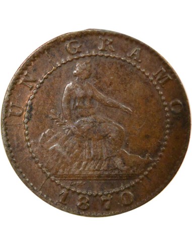 Espagne Gouvernement Provisoire 1 centimo Bronze 1870 Barcelone