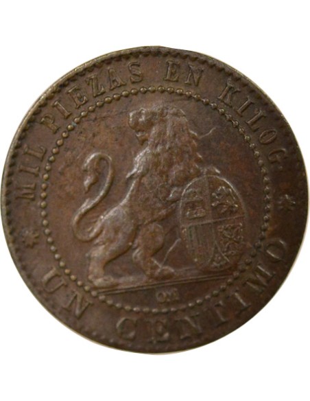 Espagne Gouvernement Provisoire 1 centimo Bronze 1870 Barcelone