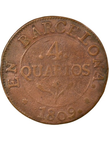 Catalogne Joseph Napoléon 4 quartos Cuivre 1809 Barcelone