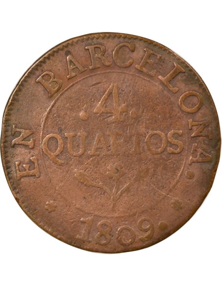 Catalogne Joseph Napoléon 4 quartos Cuivre 1809 Barcelone