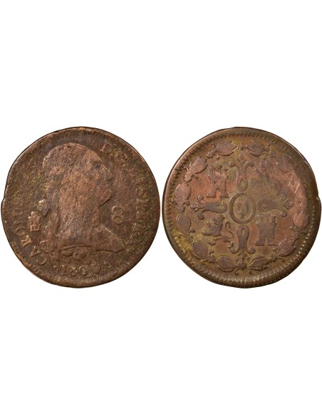 Espagne Charles IV d'Espagne 8 maravedis Cuivre 1800 Aqu Ségovia (Aqueduc)