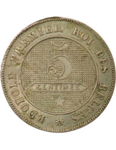 Belgique Léopold Ier 5 centimes Cuivre-Nickel 1862/1 B. Bruxelles