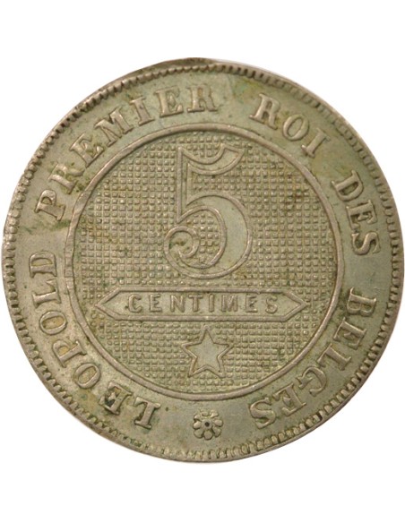 Belgique Léopold Ier 5 centimes Cuivre-Nickel 1862/1 B. Bruxelles