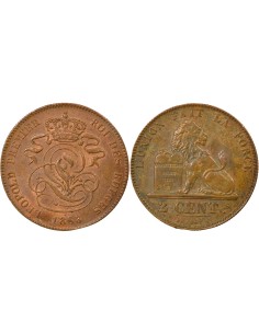 Belgique Léopold Ier 2 centimes Cuivre 1863 B. Bruxelles
