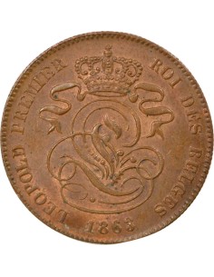Belgique Léopold Ier 2 centimes Cuivre 1863 B. Bruxelles 2