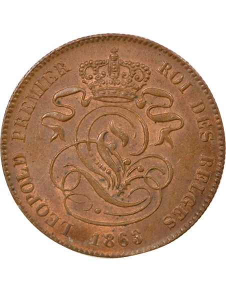 Belgique Léopold Ier 2 centimes Cuivre 1863 B. Bruxelles