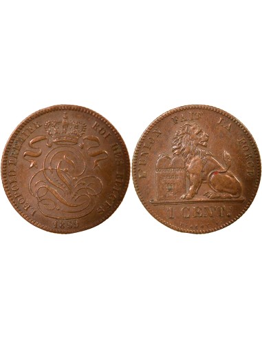 Belgique Léopold Ier sans trait 1 centime Cuivre 1859 B. Bruxelles