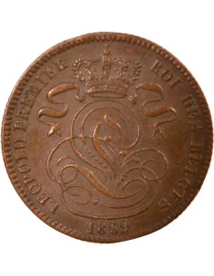 Belgique Léopold Ier sans trait 1 centime Cuivre 1859 B. Bruxelles 2
