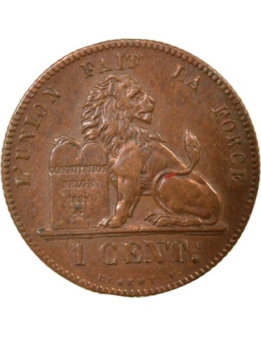 Belgique Léopold Ier sans trait 1 centime Cuivre 1859 B. Bruxelles