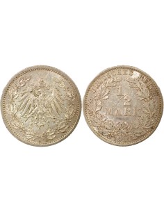 Allemagne Guillaume II de Prusse 1/2 mark Argent 1914 A Berlin