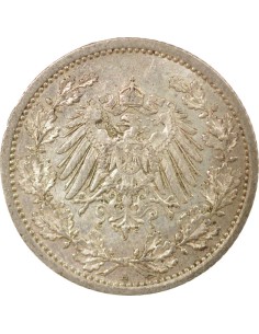 Allemagne Guillaume II de Prusse 1/2 mark Argent 1914 A Berlin 2