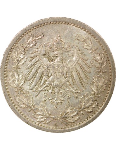 Allemagne Guillaume II de Prusse 1/2 mark Argent 1914 A Berlin