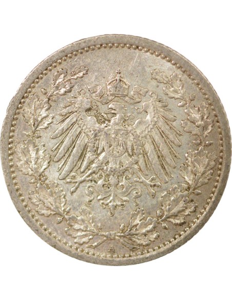 Allemagne Guillaume II de Prusse 1/2 mark Argent 1914 A Berlin