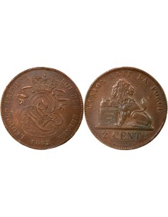 Belgique Léopold Ier 2 centimes Cuivre 1863 B. Bruxelles