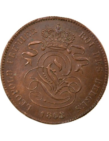 Belgique Léopold Ier 2 centimes Cuivre 1863 B. Bruxelles