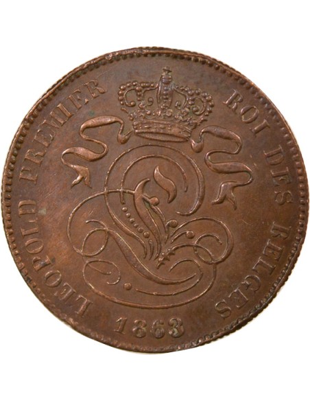 Belgique Léopold Ier 2 centimes Cuivre 1863 B. Bruxelles