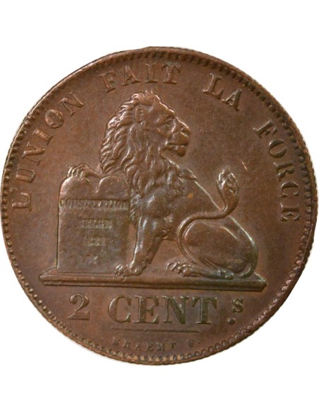 Belgique Léopold Ier 2 centimes Cuivre 1863 B. Bruxelles