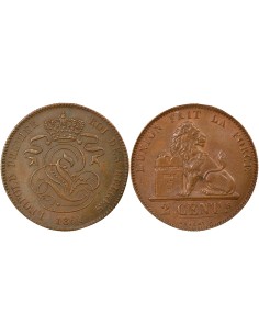 Belgique Léopold Ier 2 centimes Cuivre 1864 B. Bruxelles