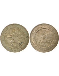 Belgique Léopold Ier 5 centimes Cuivre-Nickel 1862 B. Bruxelles