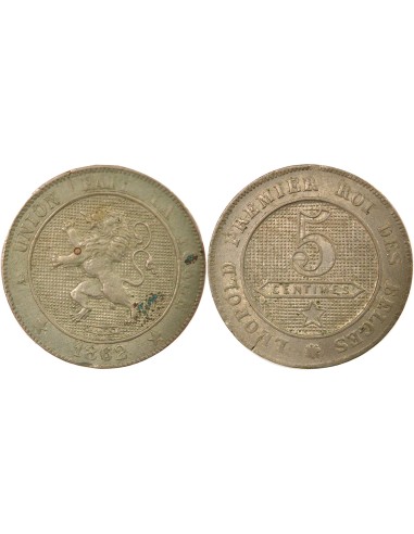Belgique Léopold Ier 5 centimes Cuivre-Nickel 1862 B. Bruxelles