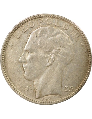 Belgique Léopold III Position B 20 francs Argent 1935 B. Bruxelles