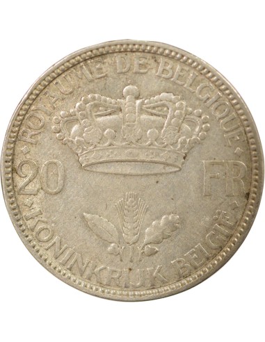 Belgique Léopold III Position B 20 francs Argent 1935 B. Bruxelles