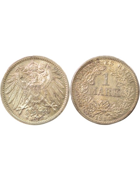 Allemagne Guillaume II de Prusse Type 2 1 mark Argent 1914 D Munich