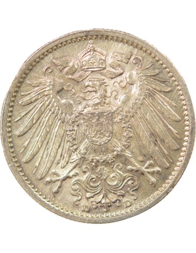 Allemagne Guillaume II de Prusse Type 2 1 mark Argent 1914 D Munich