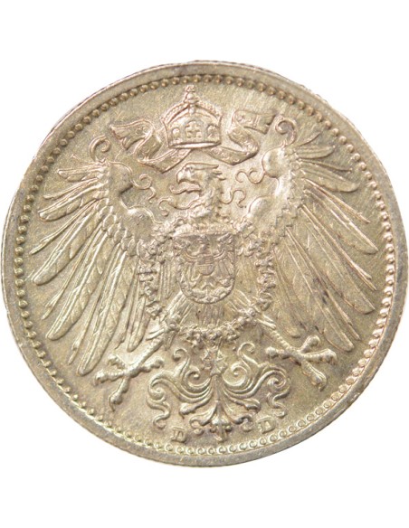 Allemagne Guillaume II de Prusse Type 2 1 mark Argent 1914 D Munich