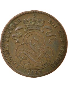 Belgique Léopold Ier 1 centime Cuivre 1847 B. Bruxelles 2