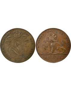 Belgique Léopold Ier 5 centimes Cuivre 1857 B. Bruxelles