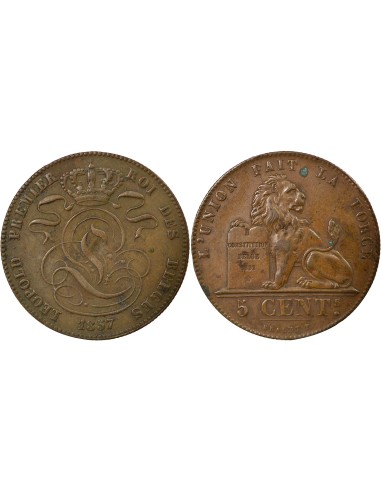 Belgique Léopold Ier 5 centimes Cuivre 1857 B. Bruxelles