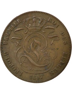 Belgique Léopold Ier 5 centimes Cuivre 1857 B. Bruxelles 2