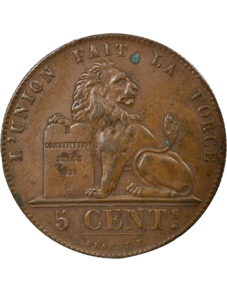 Belgique Léopold Ier 5 centimes Cuivre 1857 B. Bruxelles