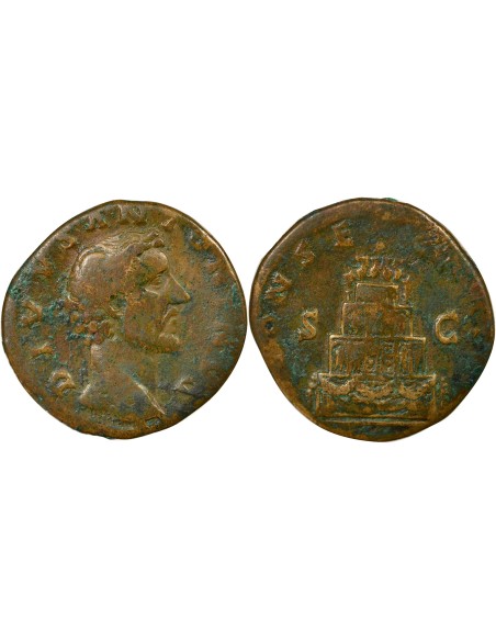 Rome Empire Antonin le Pieux Bûcher Funéraire 1 sesterce Laiton 161 R Rome