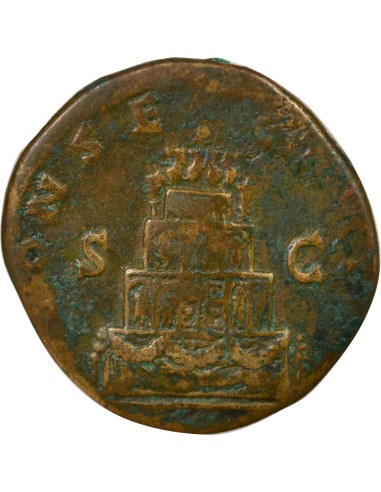 Rome Empire Antonin le Pieux Bûcher Funéraire 1 sesterce Laiton 161 R Rome