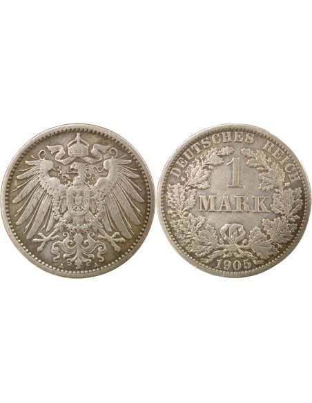 Allemagne Guillaume II de Wurtemberg 1 mark Argent 1905 A Berlin
