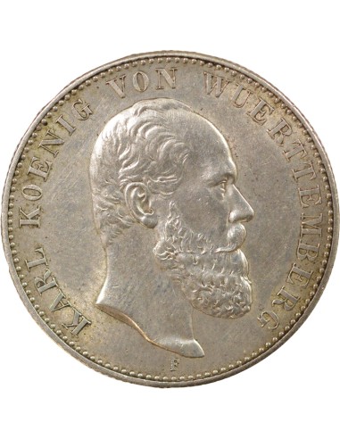Wurtemberg Charles I de Wurtemberg 2 mark Argent 1876 F Stuttgart