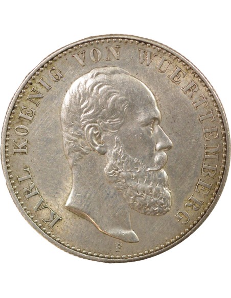 Wurtemberg Charles I de Wurtemberg 2 mark Argent 1876 F Stuttgart