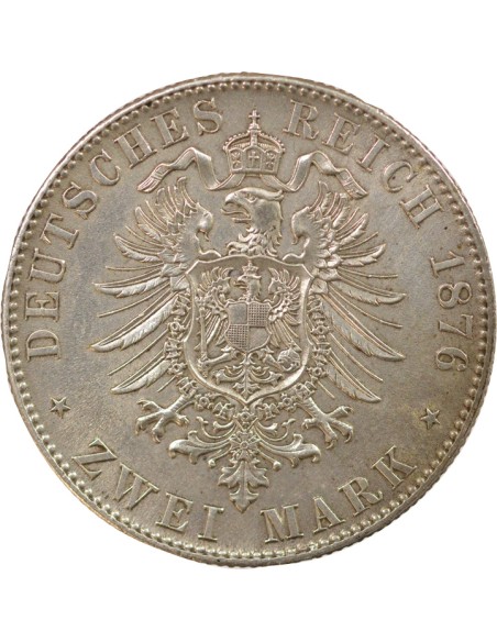Wurtemberg Charles I de Wurtemberg 2 mark Argent 1876 F Stuttgart