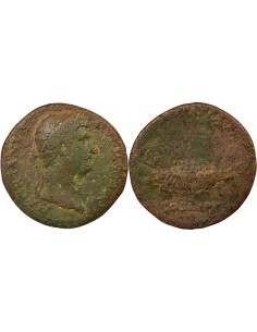 Rome Empire Hadrien Galère à Gauche 1 sesterce Laiton 132-134 R Rome