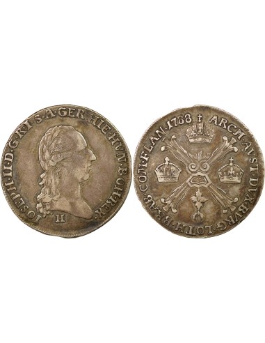 Pays-Bas Autrichiens Joseph II du Saint-Empire 1/4 couronne Argent 1788 H Gunzburg
