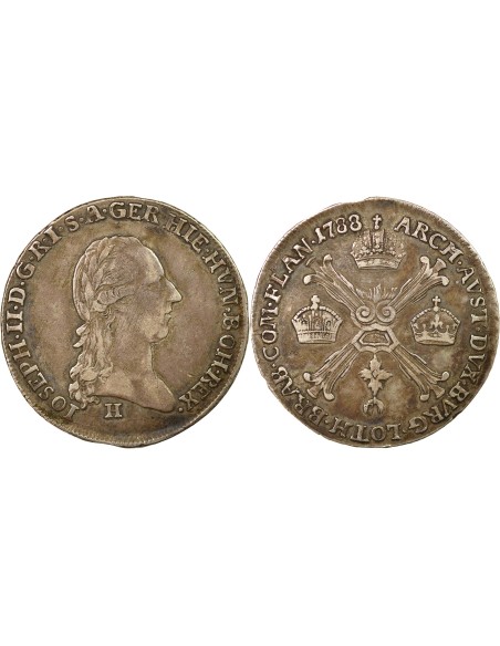 Pays-Bas Autrichiens Joseph II du Saint-Empire 1/4 couronne Argent 1788 H Gunzburg
