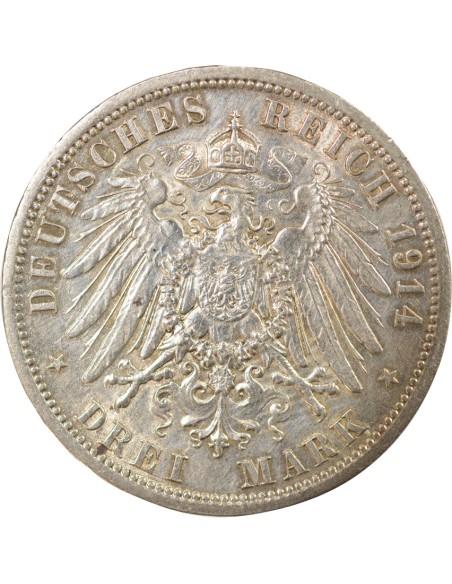 Etats Allemands (Prusse) Guillaume II de Prusse 3 mark Argent 1914 A Berlin