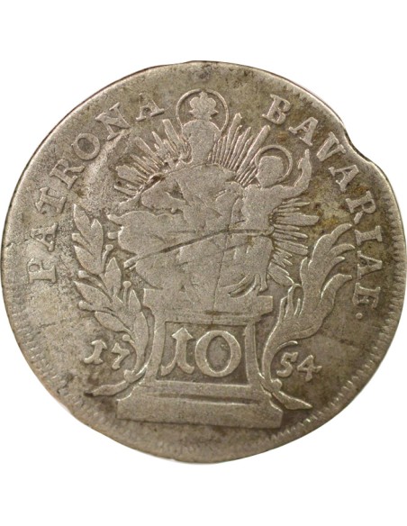 Etats Allemands (Bavière) Maximilien III Joseph 10 kreuzer Billon 1754 D Munich